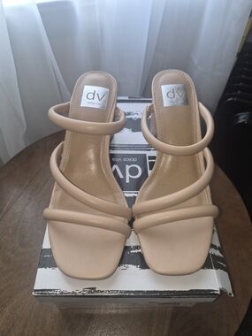 DV by Dolce Vita Nude Triple-Strap Heeled Slides
